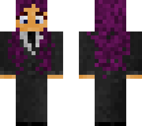 purple haired girl in a suit