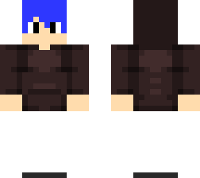 blue hair with black hoodie