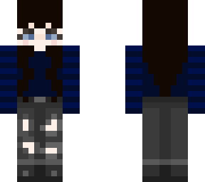 emo girl blue top black hair