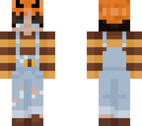 human scarecrow with pumpkin hat