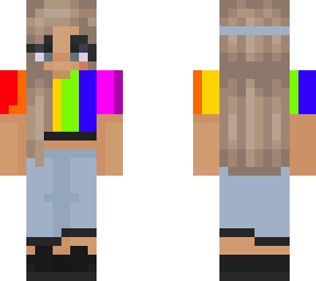 cute girl with rainbow crop top