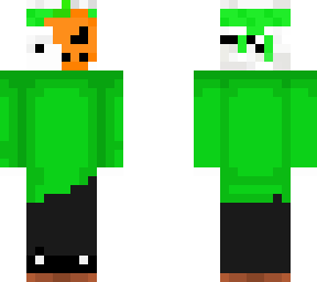 green sweaty skin with pumpkin mask