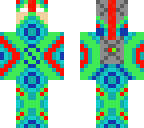 weirdly cool blue green red suit