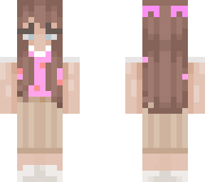 aesthetic girl with pink sweater vest :,) | Minecraft Skin