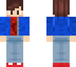 minecraft boy with blue hoodie and red shirt