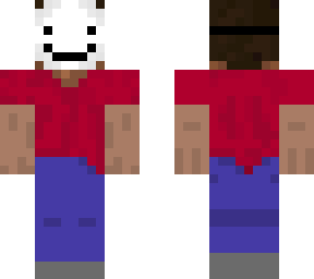 steve with a dream mask and red shirt.