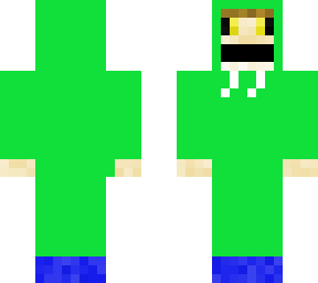boy with green hood and blue shoes
