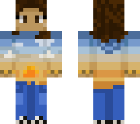 short haired girl in a sunset sweater