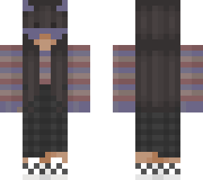 striped shirt w/ plaid overalls