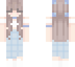 checked pants blue, blond hair