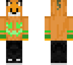 halloween fox with green pumpkin