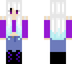 human girl with white faded into blue hair