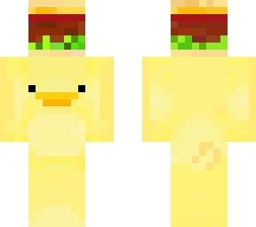 duck holding a chicken burger