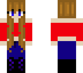 girl in red shirt, and jeans