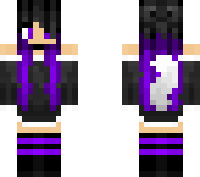 wolf girl with black and violet hair