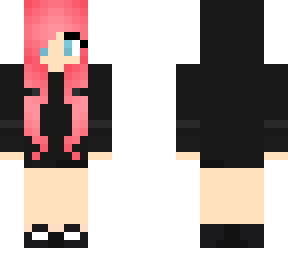 black clothes, pink hair, beatiful eyes