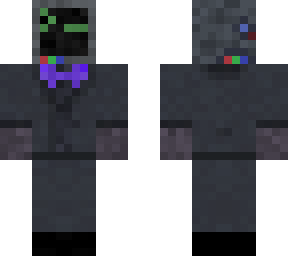 computer terminal with suit and purple bowtie