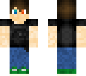 boy with black shirt, headphones, and green shoes