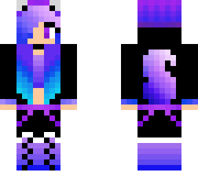 cute purple haired girl, in a minecraft world.....