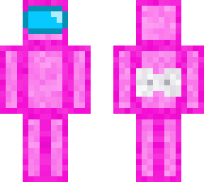 pink among us with halo and a bow
