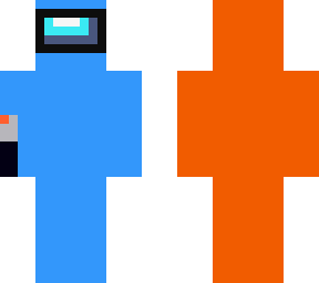 #half orange half blue amongus charecter but is very sus