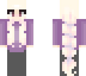girl in purple sweater, shading, braid and grey pants