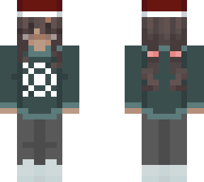 girl in sweater and santa hat