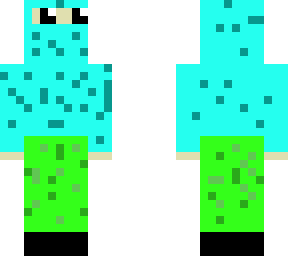 guy with green pants and cyan berry shirt