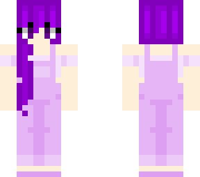 purple haired girl skin with overalls