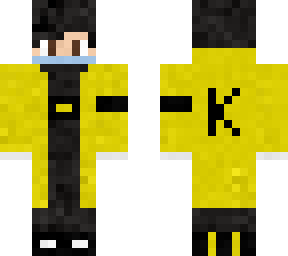 yellow and black trenchcoat with mask
