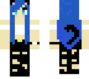 blue haired girl w/ black jeans