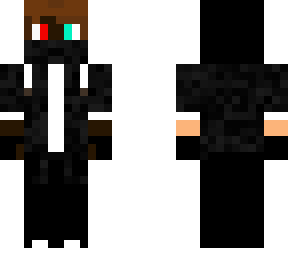black school boy in mask blue and red eyes