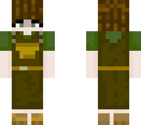 overalls and brown hair with green eyes