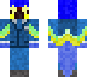 bird wearing a blue suit