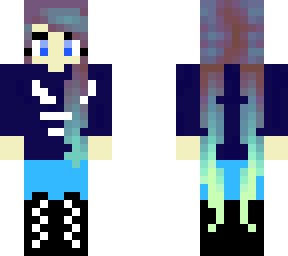 blue-haired girl with adidas jumper