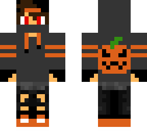 gray nova boy with a halloween hoodie