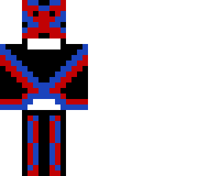 red, blue ,black, and white firish skin