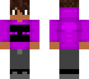 tan boy with purple ender man hoodie