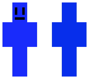 blue skin with white outline and black eyes