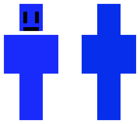 blue skin with white outline and black eyes
