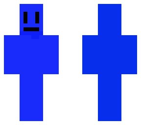 blue skin with white outline and black eyes