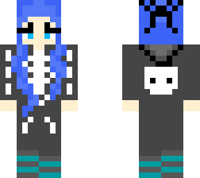 cute blue girl with skeleton onesie