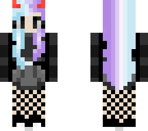 girl with blue and purple hair and fishnet leggings