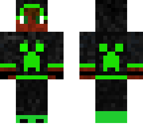 Green and black creeper hoodie | Minecraft Skin