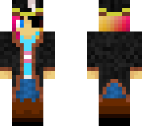 rainbow hair girl with pirate costume
