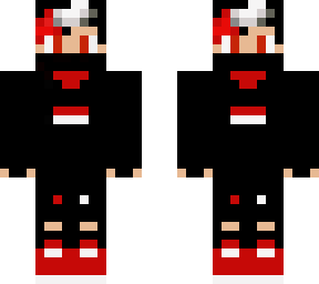 red and black off, (two faces)