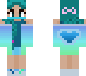 requested: girl wearing different shades of aquatic blue