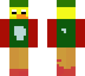 duck with human legs crocodile body and red arms