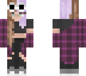 flannel split hair-dyed girl (with goggles)