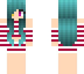 red&white t-shirt - greenish hair girl